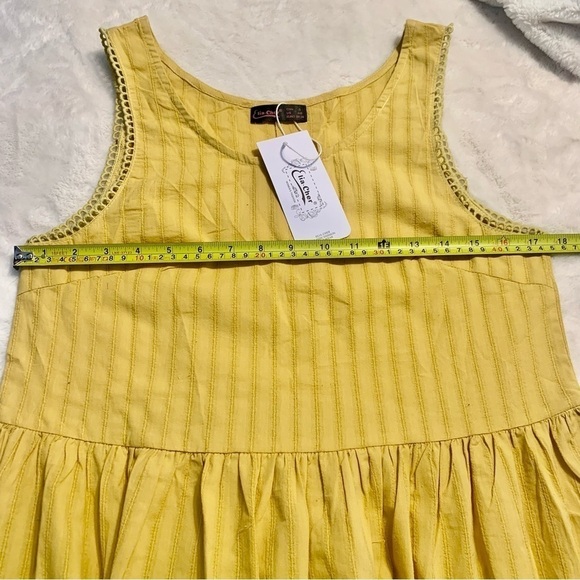 NWT Elia-Cher Dress Small Gold Yellow Sleeveless Mini Pleated Skirt Crochet New - Picture 13 of 14